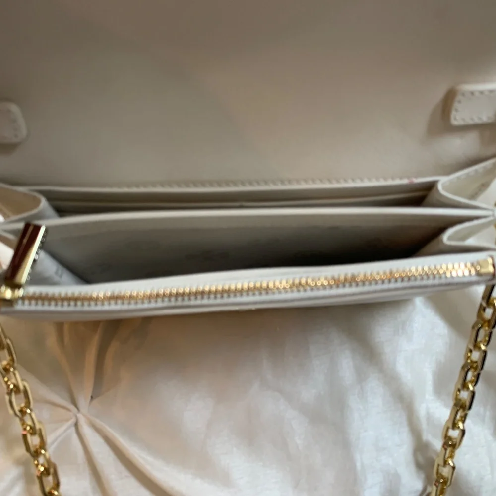 Tory Burch Cream Small Leather Crossbody Handbag